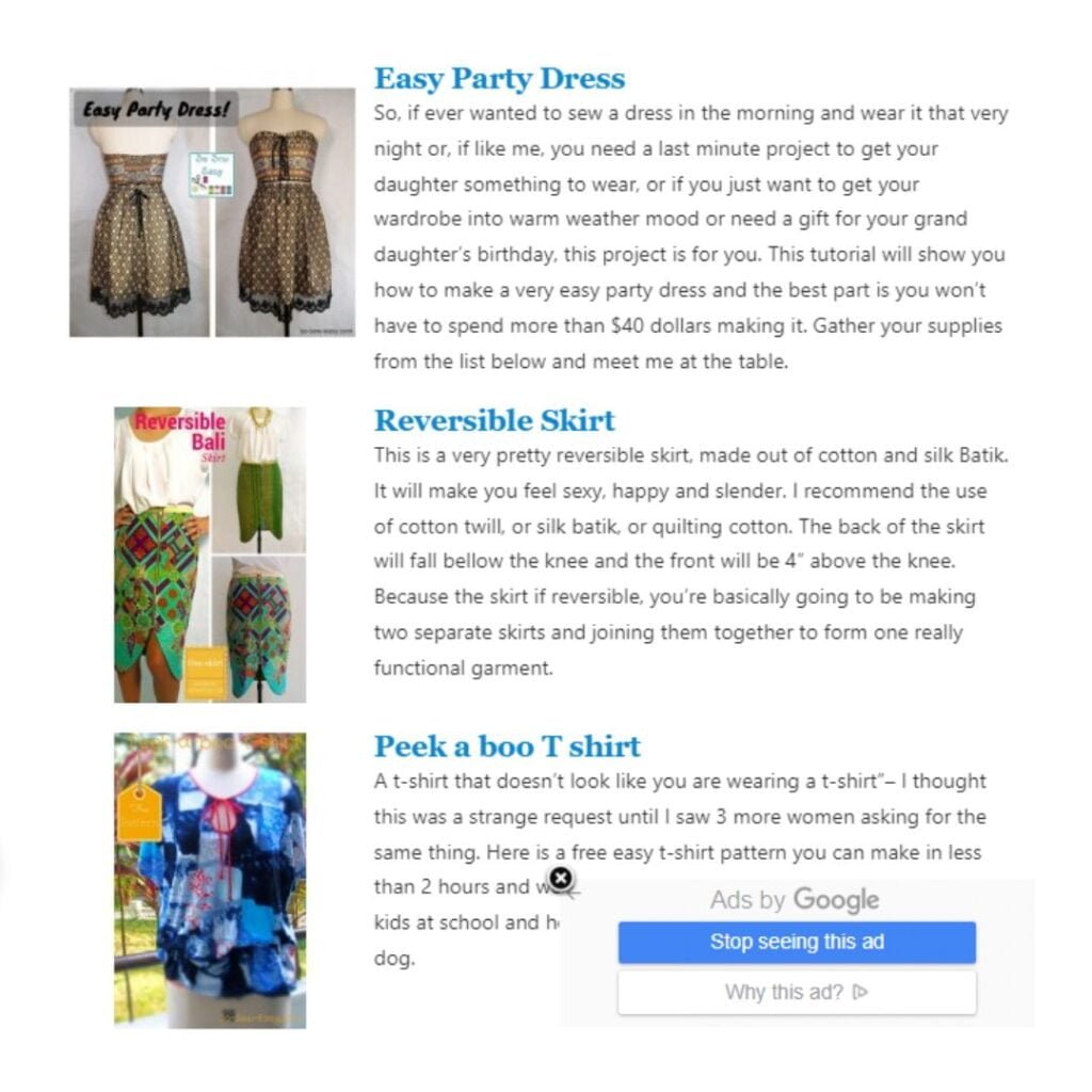 sew sew easy free sewing patterns
