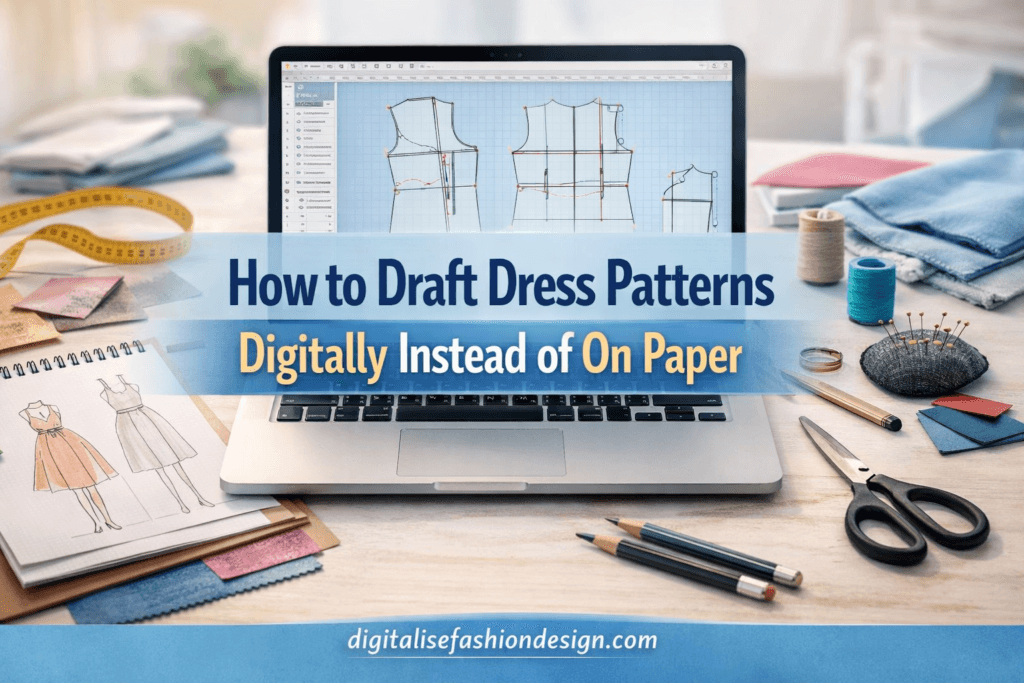 Digital dress pattern drafting workspace