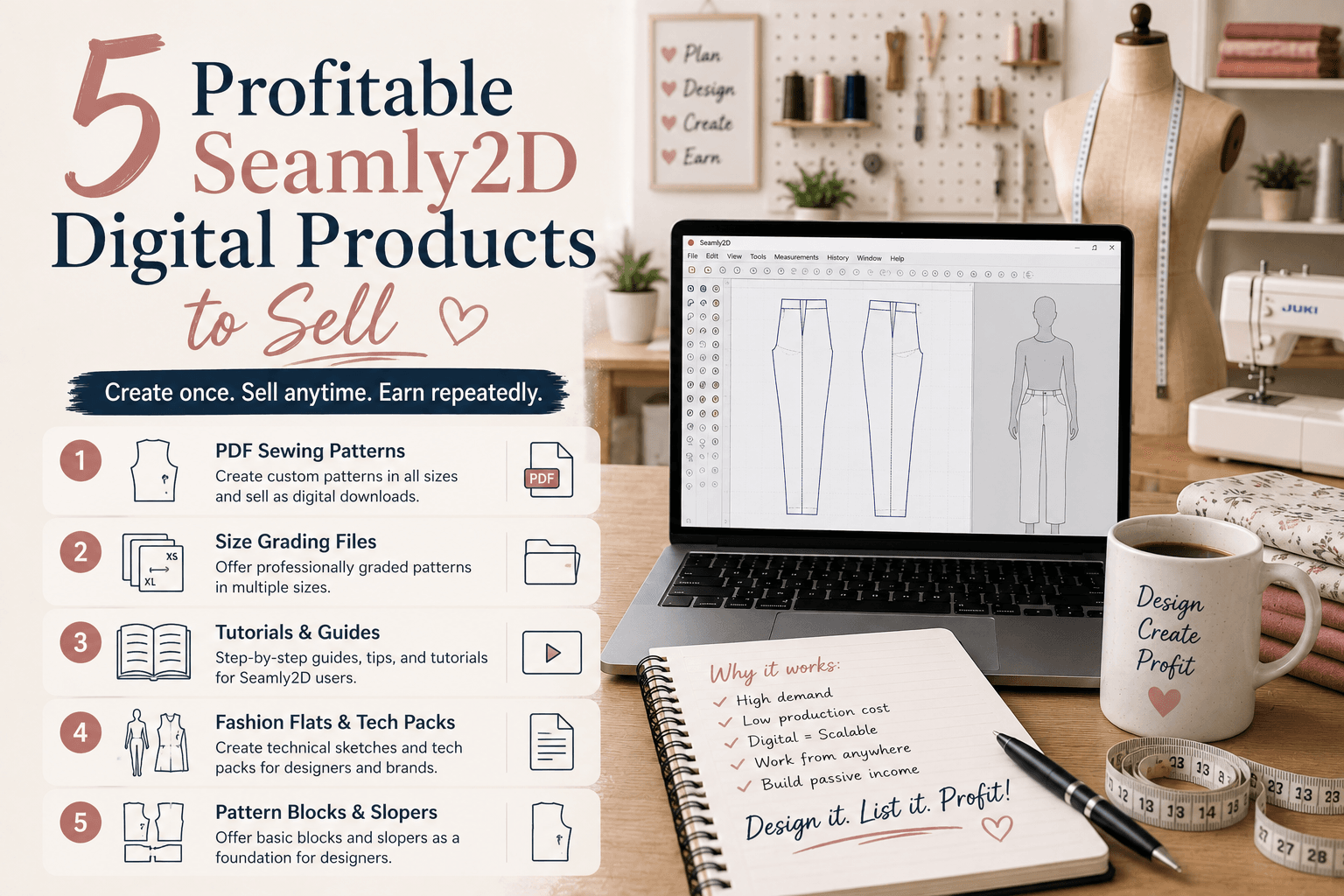5 Profitable seamly 2D digital products to sell