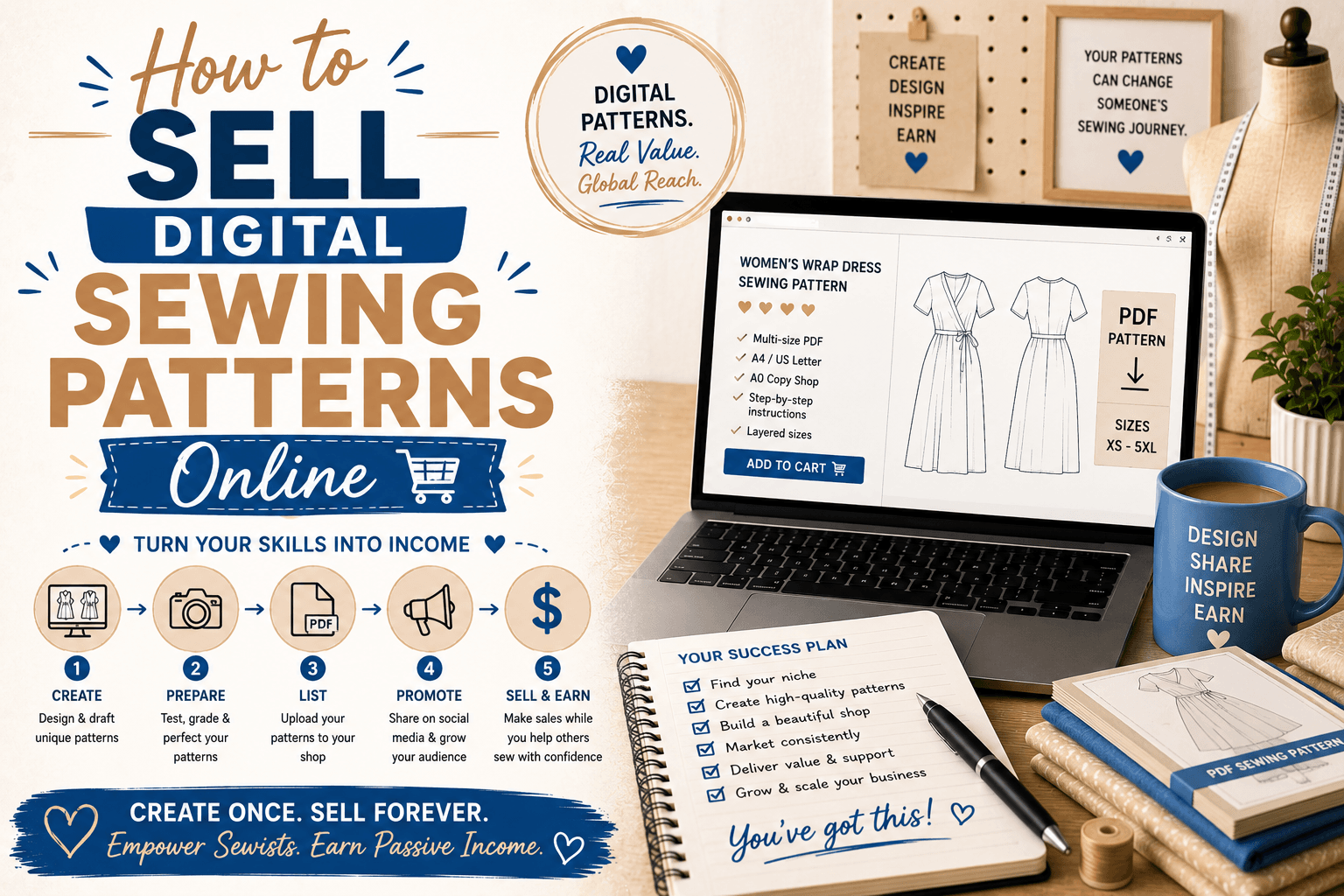 How to sell digital sewing patterns inline